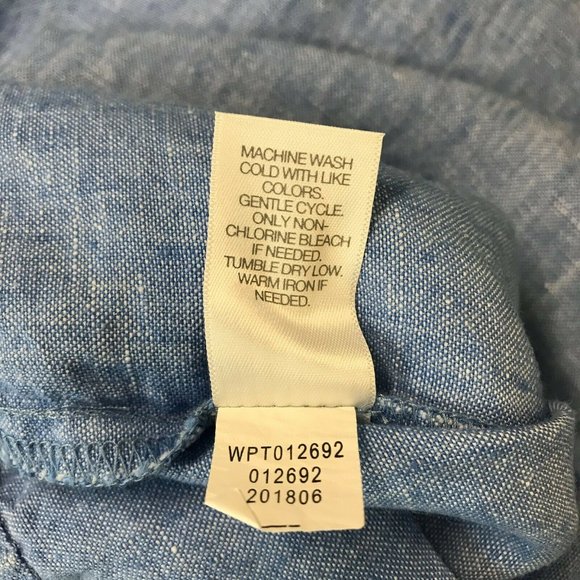 J. Jill Womens Flat Front High Rise Linen Pull On Blue Cropped Pant MP or LT - Picture 5 of 5